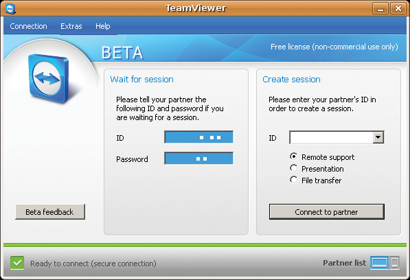 The Teamviewer window at program launch. The Teamviewer window at program launch.