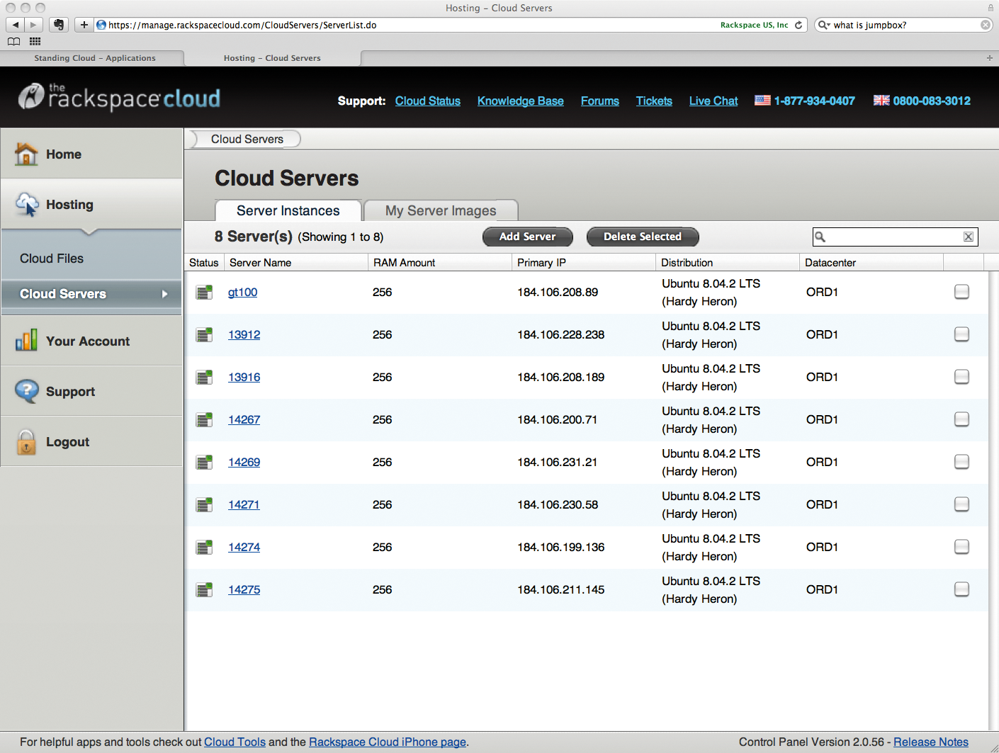 The Rackspace Cloud. Despite the minimalist GUI, you can achieve much with just a couple of clicks. The Rackspace Cloud. Despite the minimalist GUI, you can achieve much with just a couple of clicks.