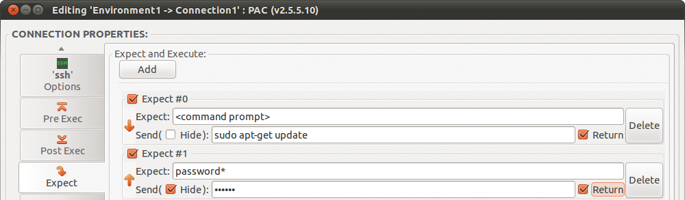 These two rules tell PAC to update the package lists automatically after opening the session. The arrows let you change the order of the rules. These two rules tell PAC to update the package lists automatically after opening the session. The arrows let you change the order of the rules.