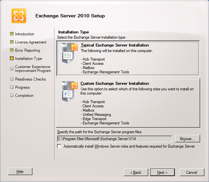 Advanced installation options for Exchange Server 2010 SP1. Advanced installation options for Exchange Server 2010 SP1.