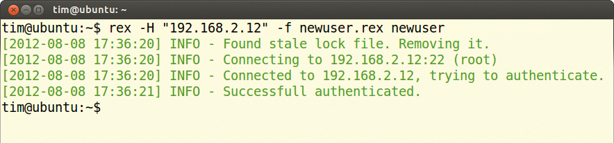 To troubleshoot errors in your own Rexfile, you can switch rex to debug mode with the -d parameter. This option tells the tool to log each and every action meticulously. To troubleshoot errors in your own Rexfile, you can switch rex to debug mode with the -d parameter. This option tells the tool to log each and every action meticulously.
