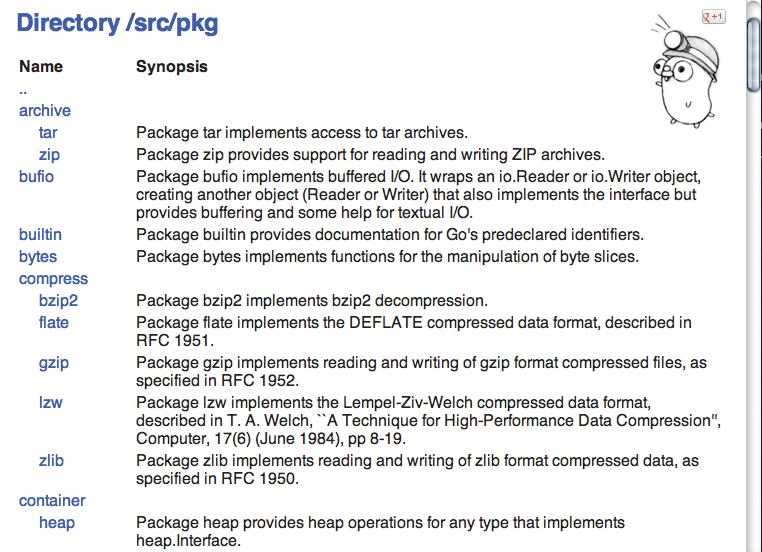A few of the Go packages. A few of the Go packages.
