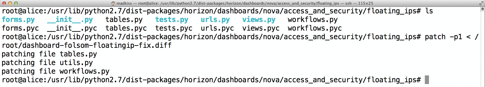 After installing the patch for floating IPs with Quantum via the dashboard … After installing the patch for floating IPs with Quantum via the dashboard …