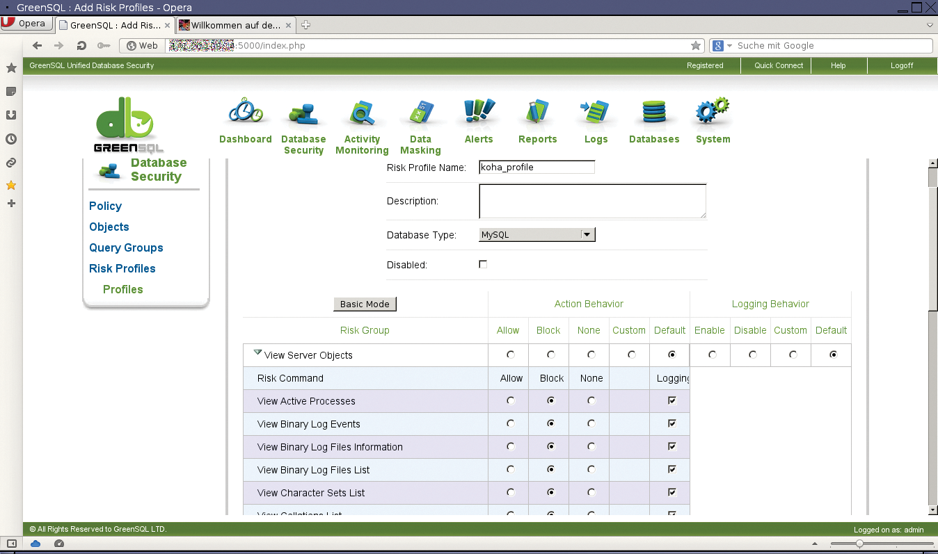 Risk profiles give administrators a granular approach to defining which database operations are allowed and which are not. Risk profiles give administrators a granular approach to defining which database operations are allowed and which are not.