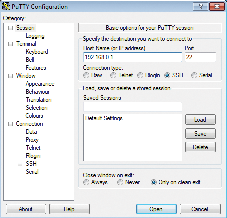 The login process with PuTTY. The login process with PuTTY.