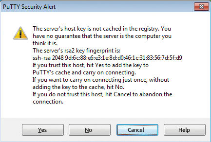 Like any SSH client, PuTTY shows the RSA host key of the remote host. Like any SSH client, PuTTY shows the RSA host key of the remote host.