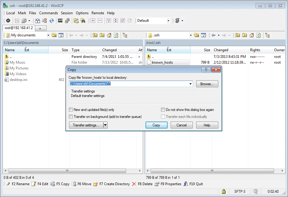 Copying with WinSCP. Copying with WinSCP.