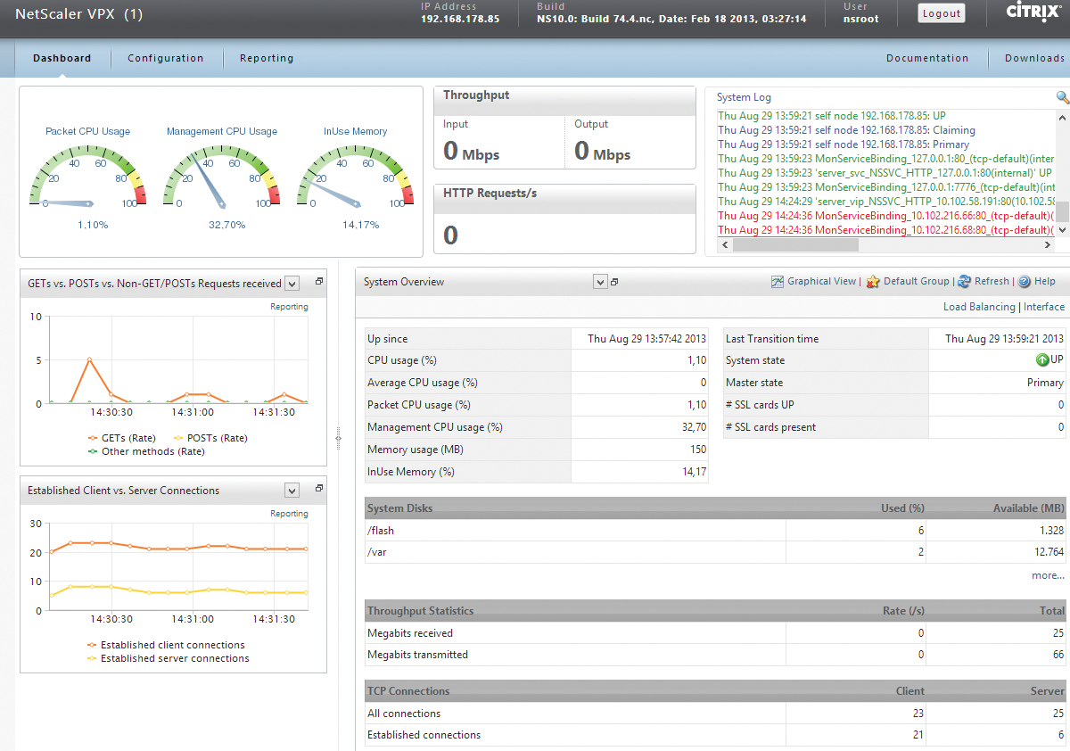 NetScaler monitored in the web interface. NetScaler monitored in the web interface.