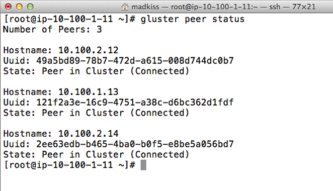Internally, RHSS relies on Gluster software, and you can use many Gluster commands for storage management. Internally, RHSS relies on Gluster software, and you can use many Gluster commands for storage management.