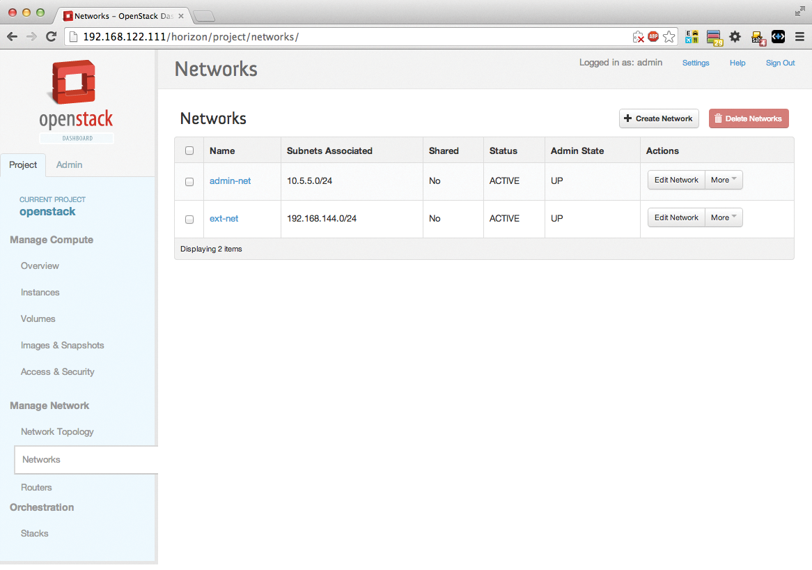 After installing OpenStack with Kickstack, you need to create a network for the admin tenant. After installing OpenStack with Kickstack, you need to create a network for the admin tenant.