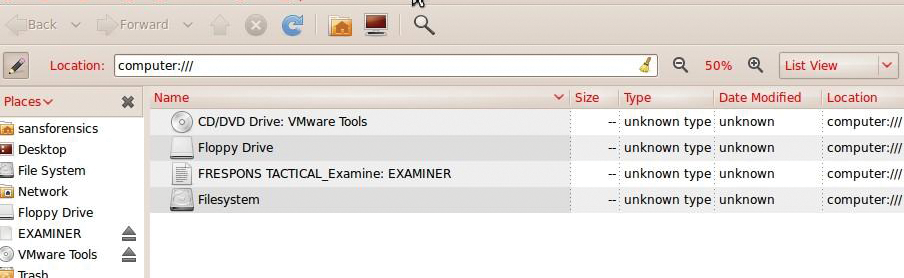 Make sure the Examiner USB stick is loaded on the examiner workstation. Make sure the Examiner USB stick is loaded on the examiner workstation.