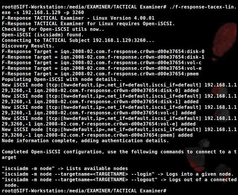 Perform the connection between the Examiner workstation and the infected windows box. Perform the connection between the Examiner workstation and the infected windows box.