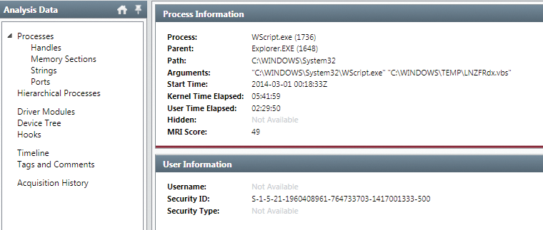 Finding the user account and the full path of the process binary. Finding the user account and the full path of the process binary.