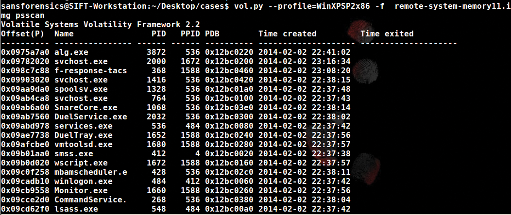 psscan can find hidden processes. psscan can find hidden processes.