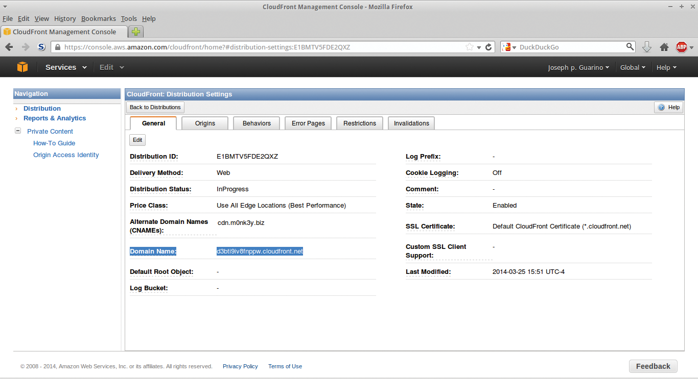 A new CloudFront distribution. A new CloudFront distribution.