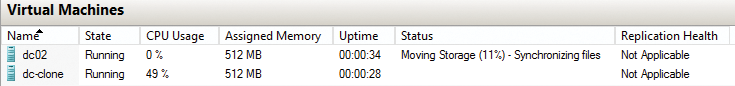 You can check the status when moving virtual disks in Hyper-V Manager. You can check the status when moving virtual disks in Hyper-V Manager.