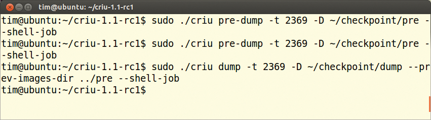 A preliminary backup with pre-dump speeds up the storage process. A preliminary backup with pre-dump speeds up the storage process.