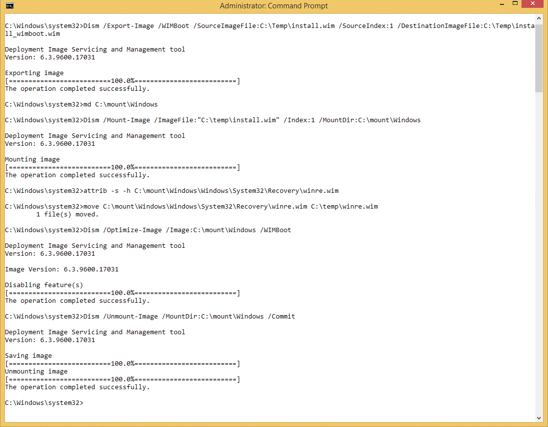 Creating a WIM bootable image with Dism from the current Windows ADK. Creating a WIM bootable image with Dism from the current Windows ADK.