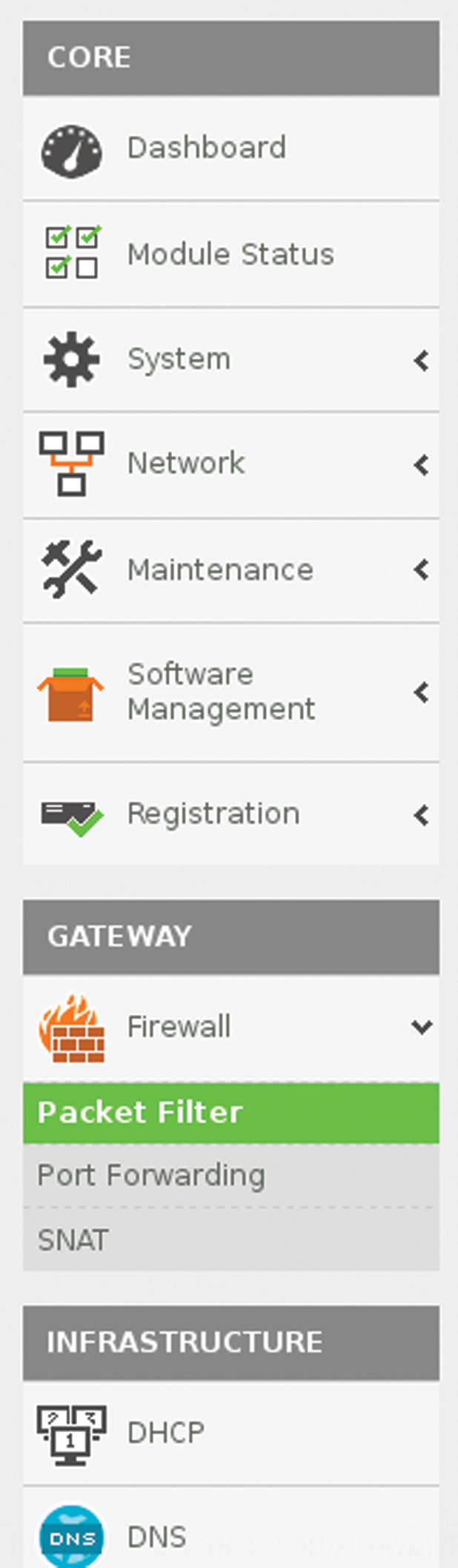 Zentyal lists the services that are installed during setup in a bar right next to the main window. Zentyal lists the services that are installed during setup in a bar right next to the main window.