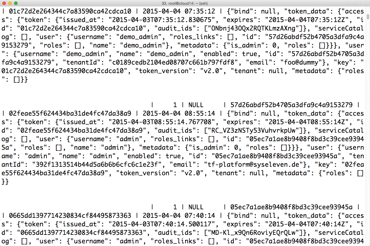 In Juno, Keystone stores a separate entry in the database for each token. In Juno, Keystone stores a separate entry in the database for each token.