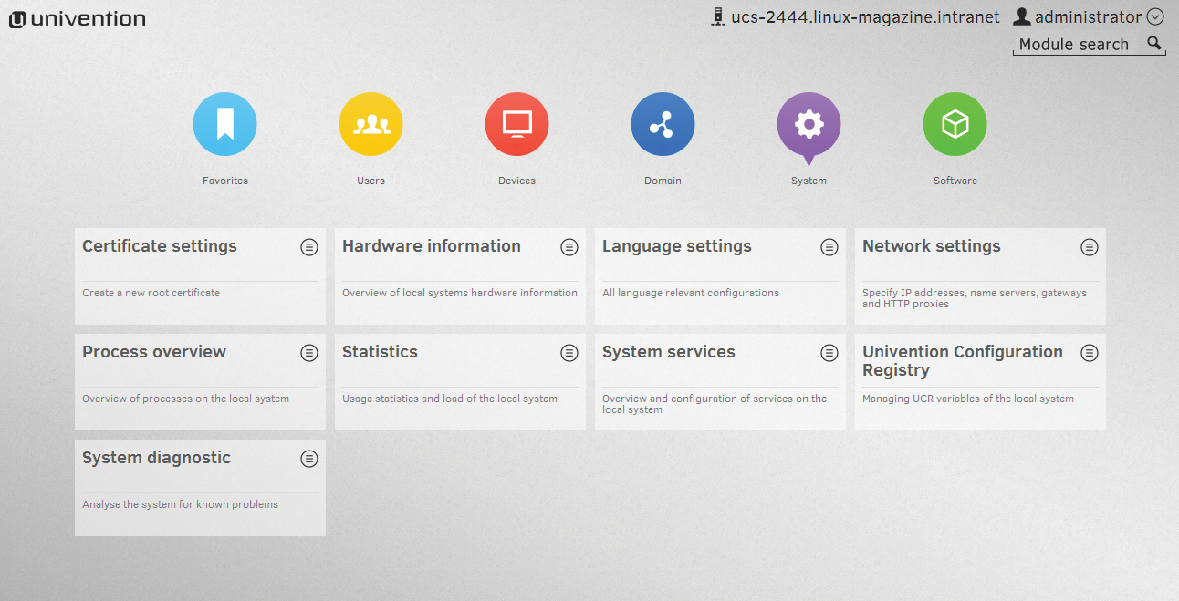 Univention Corporate Server impresses with a variety of diagnostics and maintenance tools. Univention Corporate Server impresses with a variety of diagnostics and maintenance tools.
