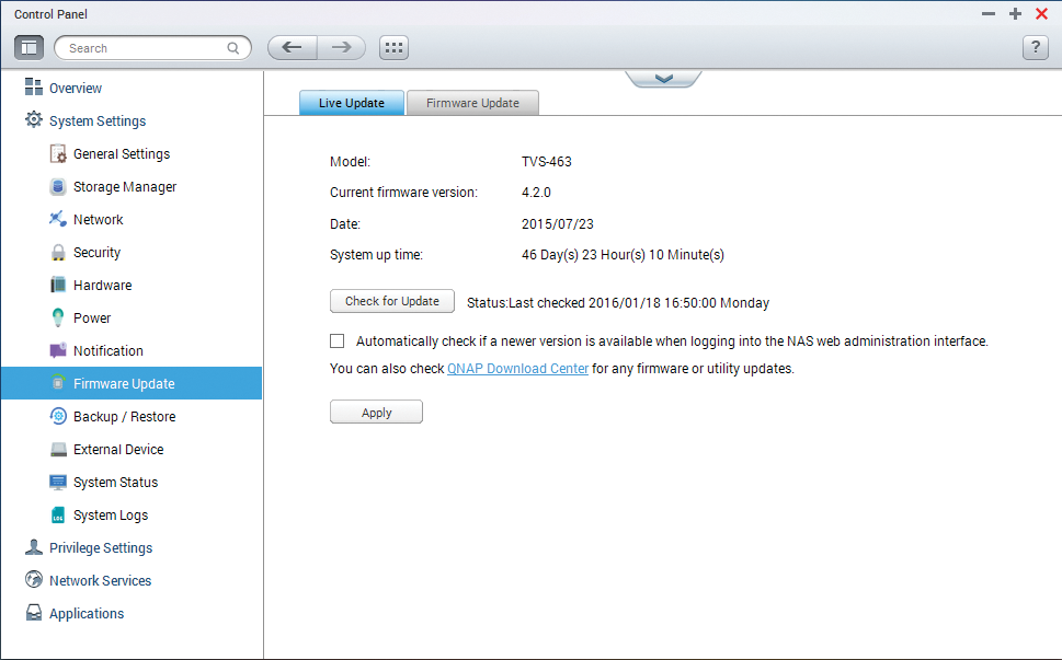A firmware upgrade installs the latest software on the NAS system. A firmware upgrade installs the latest software on the NAS system.