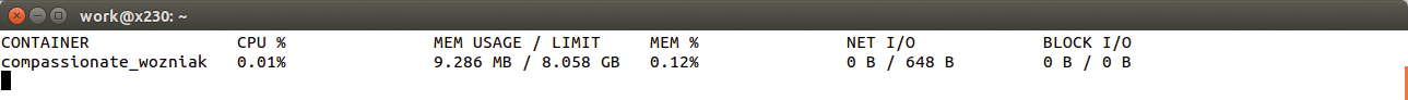 docker stats shows rudimentary statistics for the selected container. docker stats shows rudimentary statistics for the selected container.